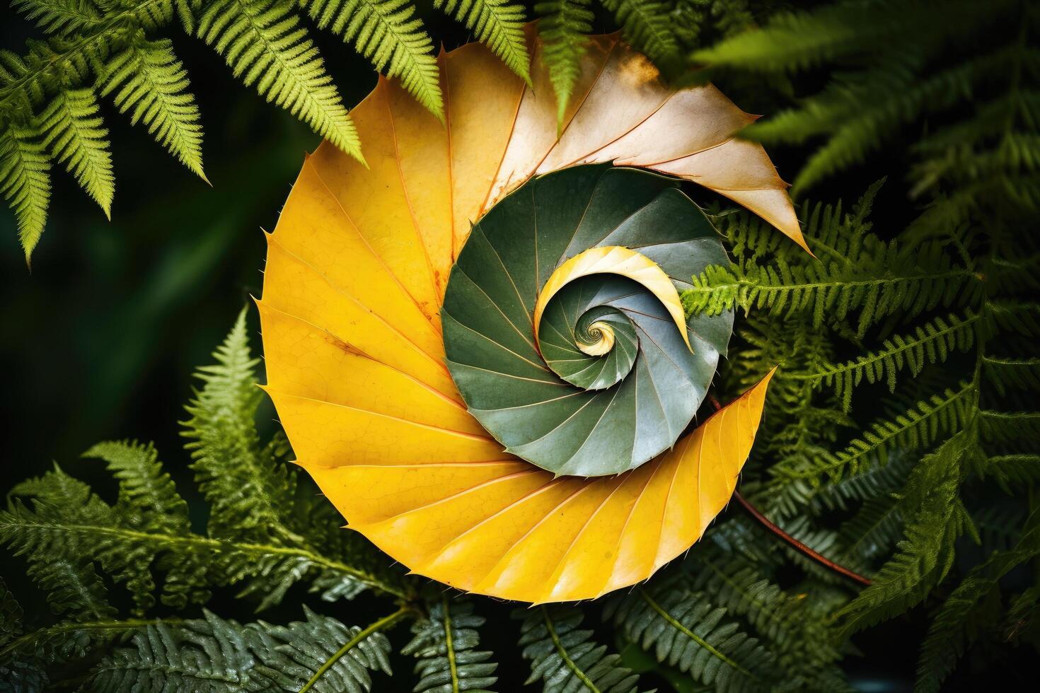 Spiral leaf pattern in nature photo