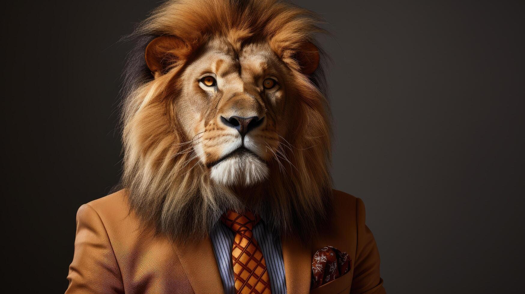 Powerful lion businessman in suit photo