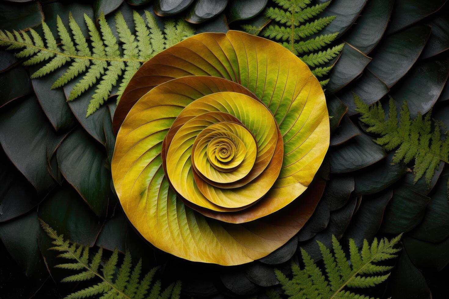 Vibrant spiral leaf pattern photo