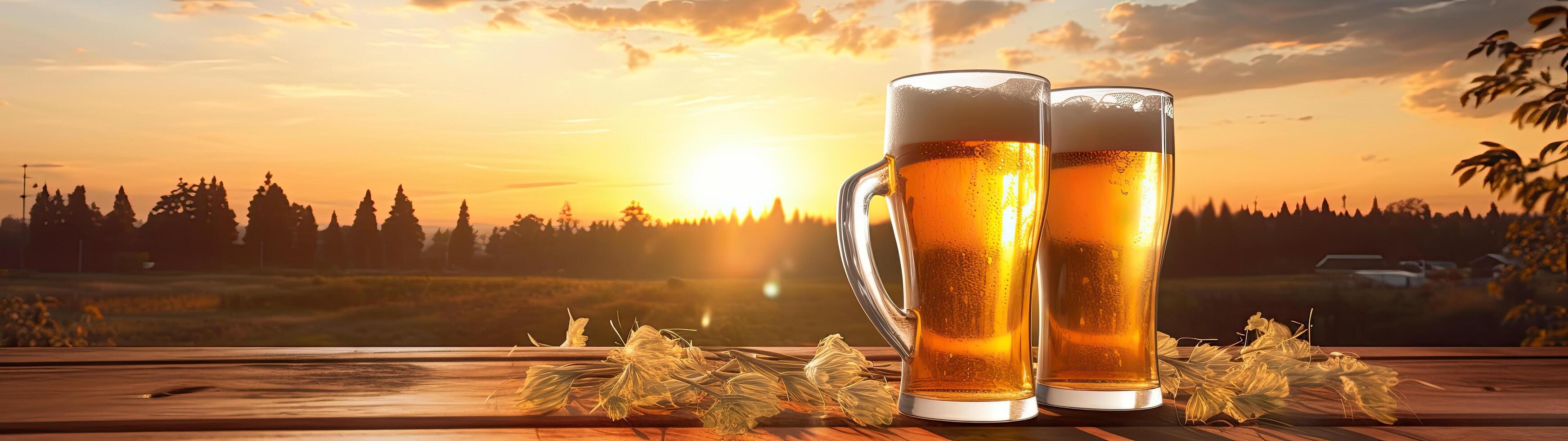 Refreshing beers at sunset photo