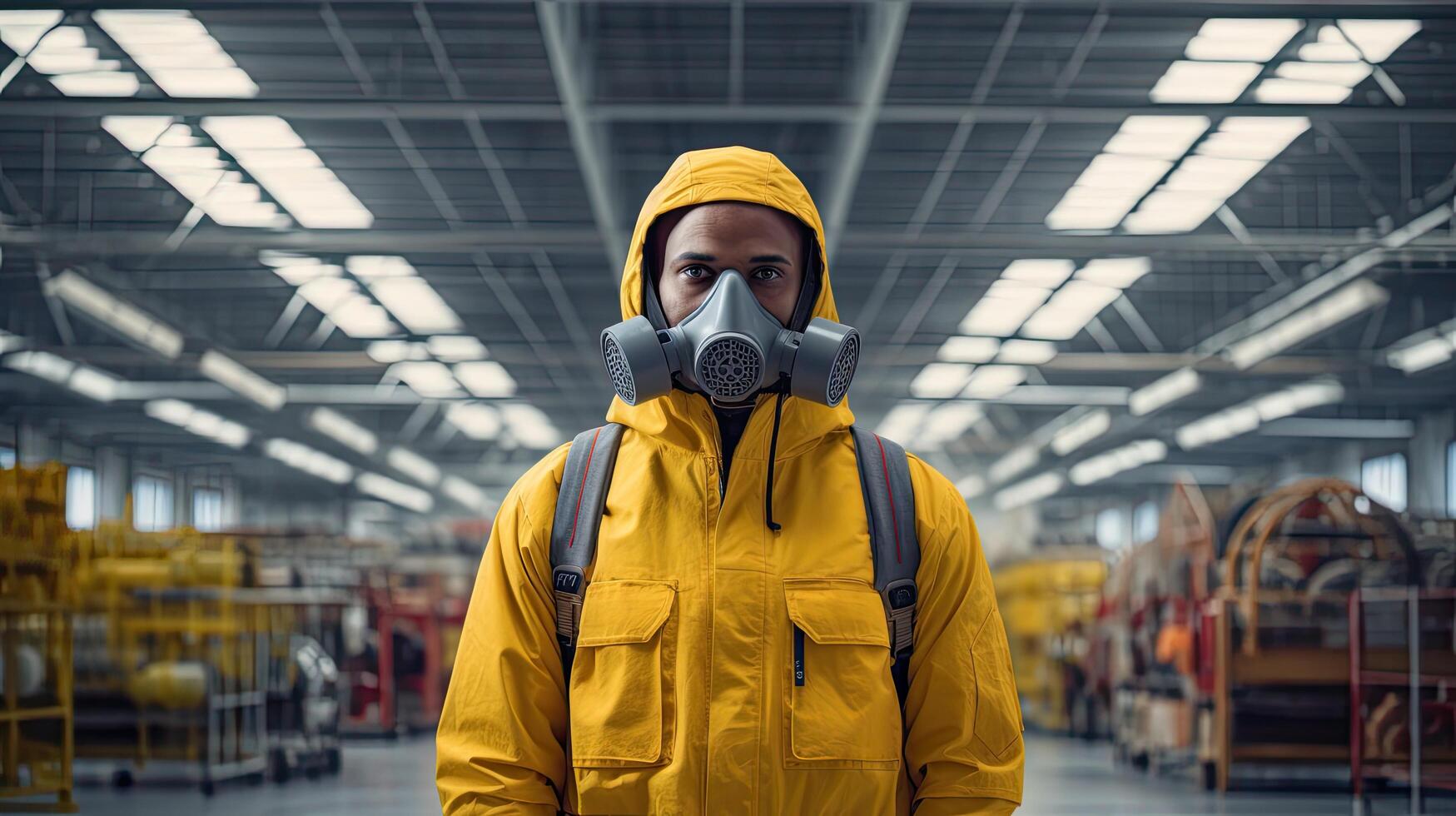 worker in protective gear in industrial setting photo
