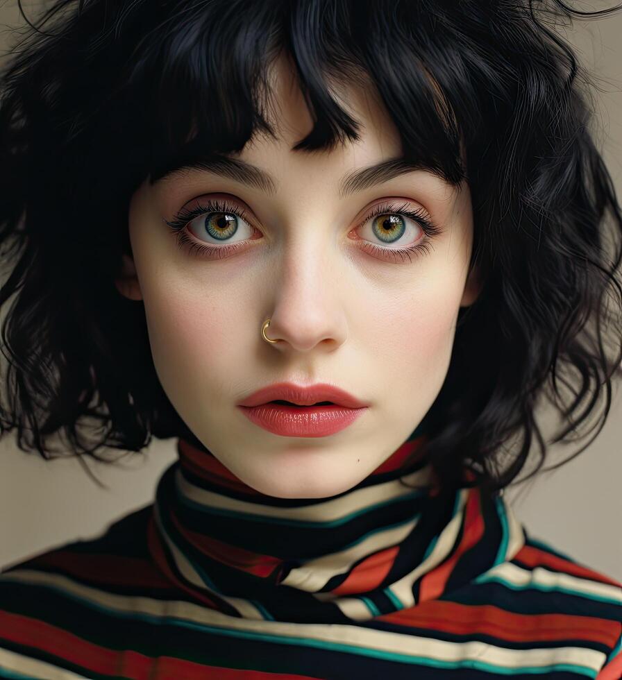 Captivating young woman with striking features photo
