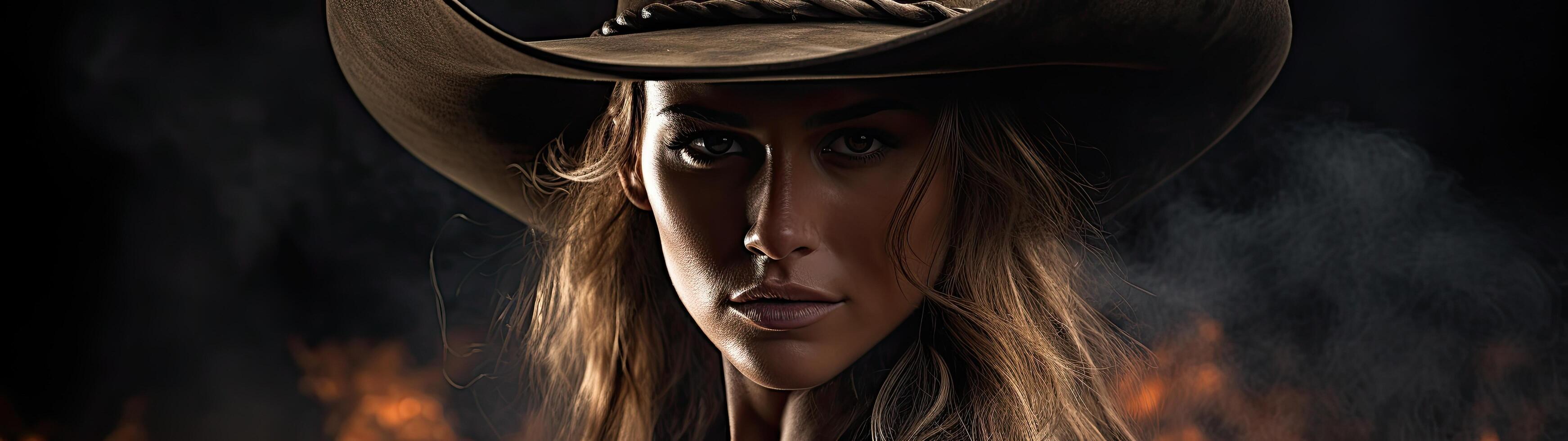 mysterious cowgirl in the dark photo
