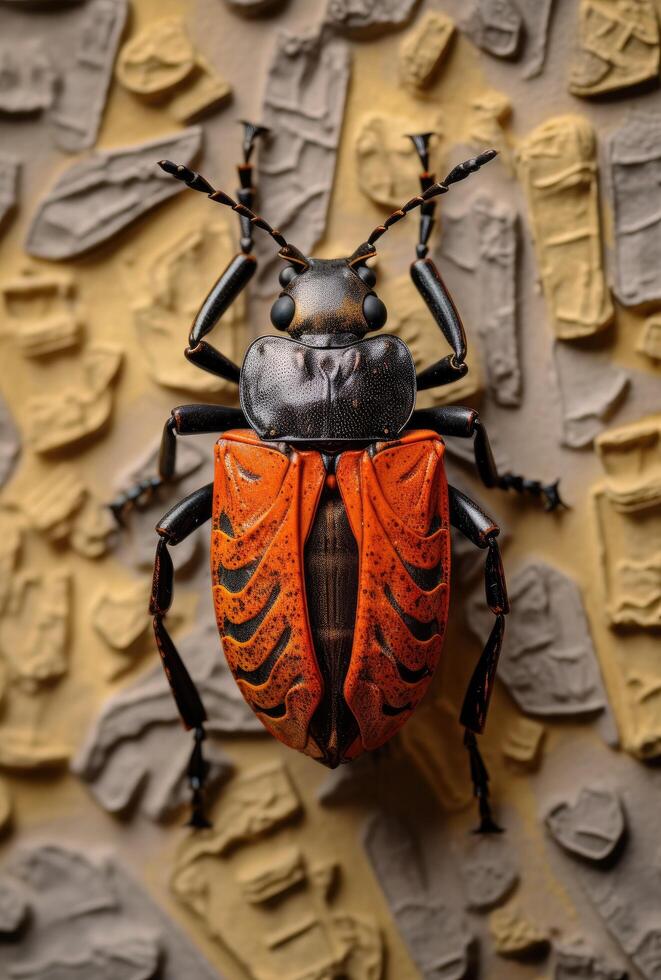 Vibrant beetle with intricate patterns photo