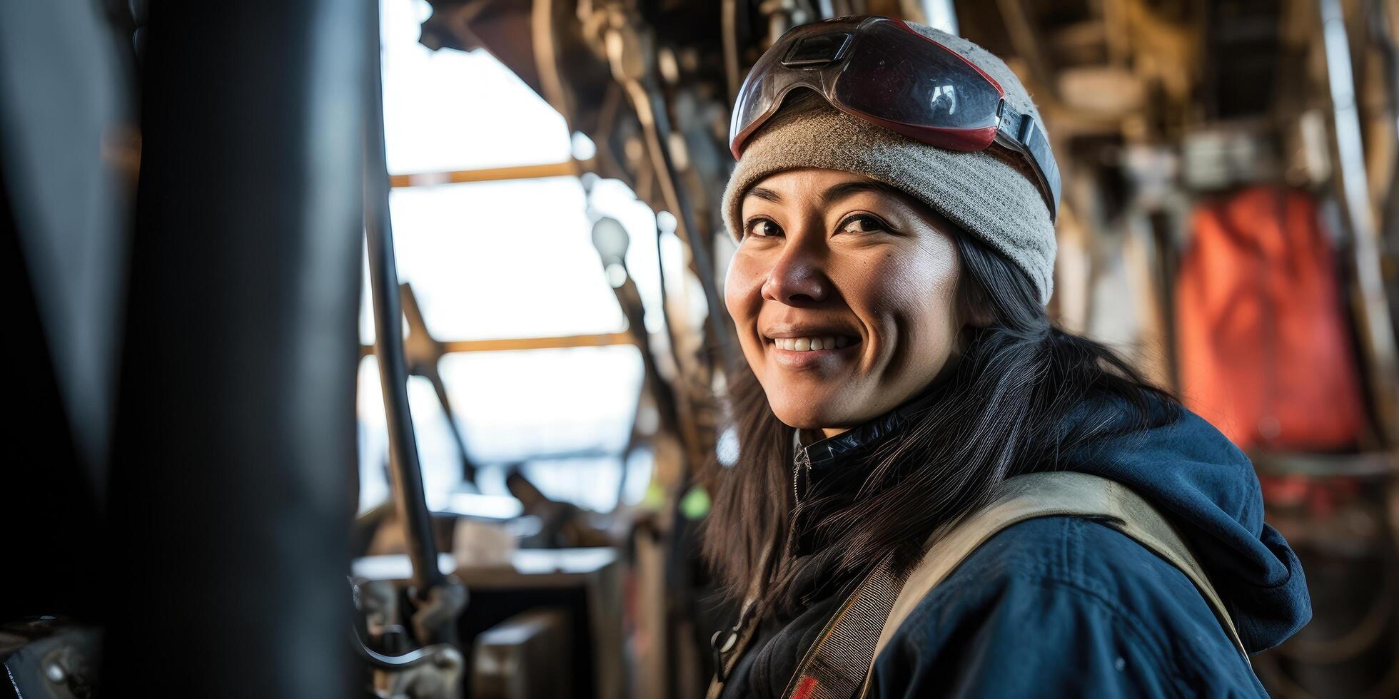 Smiling woman in winter gear photo