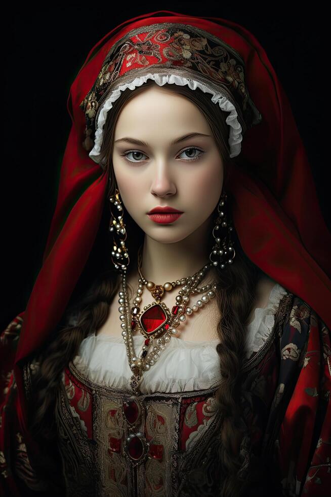 Elegant woman in traditional russian costume photo