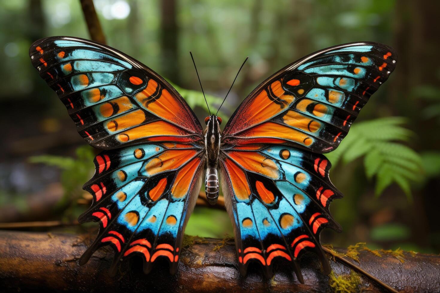 Vibrant butterfly with intricate wing patterns photo