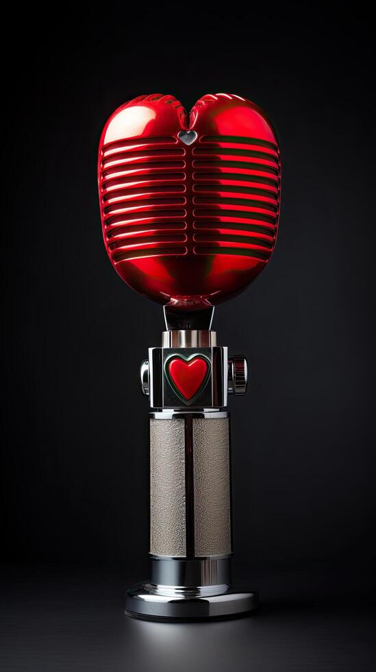 Retro microphone with heart shaped design photo