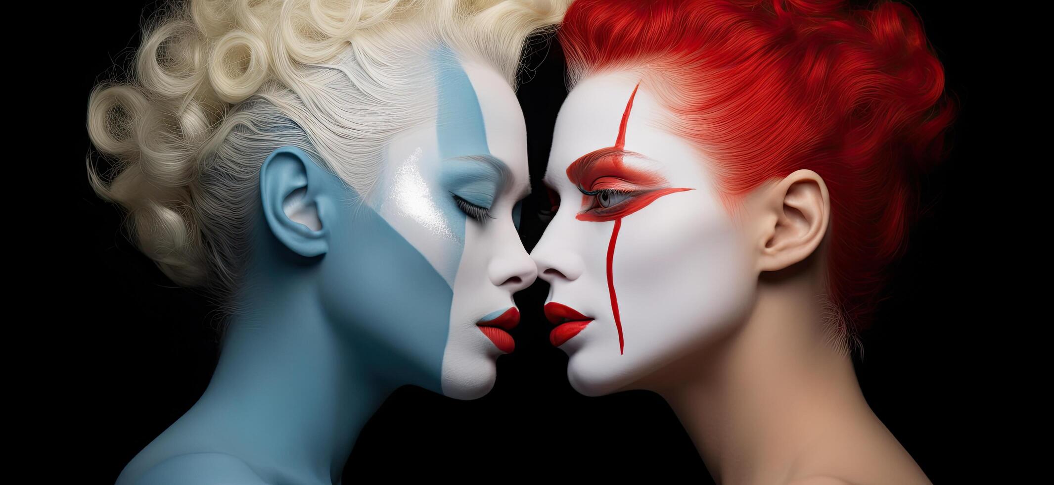 Striking face paint and makeup portrait photo