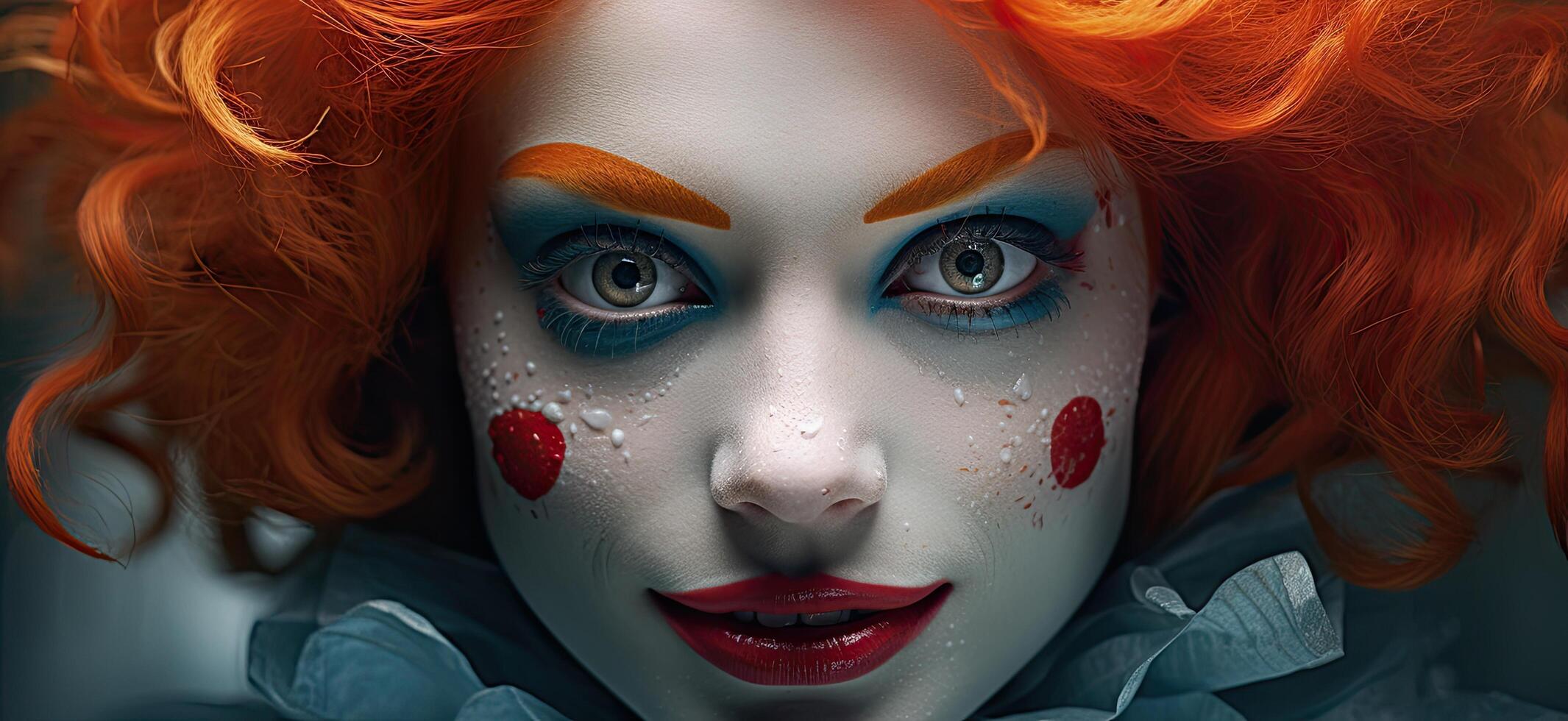 Dramatic makeup portrait of a woman with vibrant red hair photo