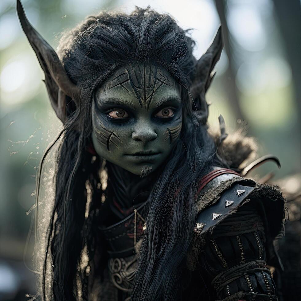 Mysterious elf like creature in the forest photo