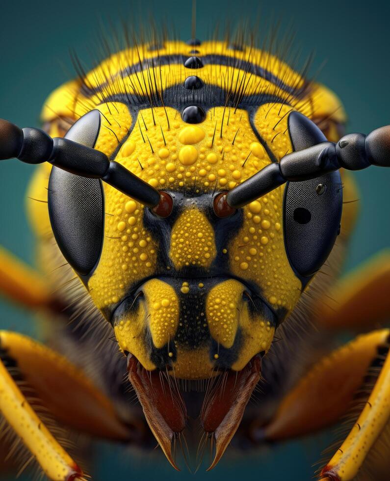 Extreme close up of a vibrant yellow insect photo