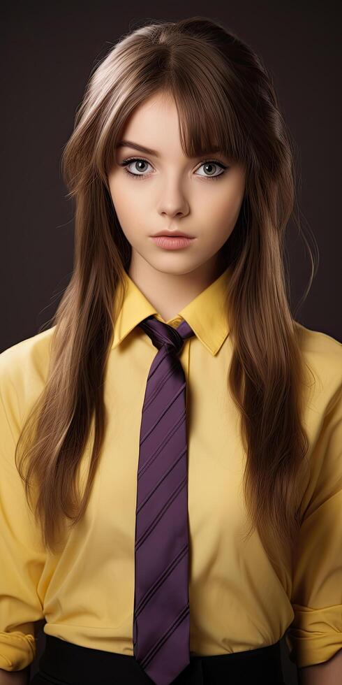 Serious young woman in business attire photo