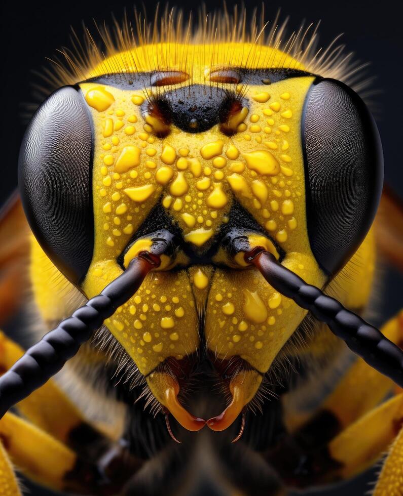 Extreme close up of a vibrant yellow insect photo