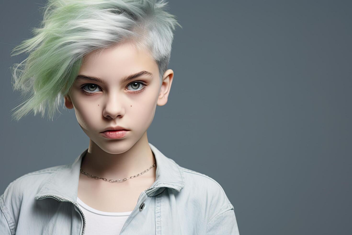 Stylish young person with vibrant hair photo