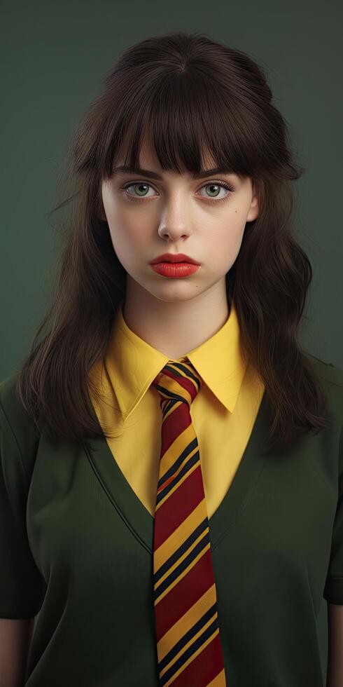 portrait of a young woman in school uniform photo