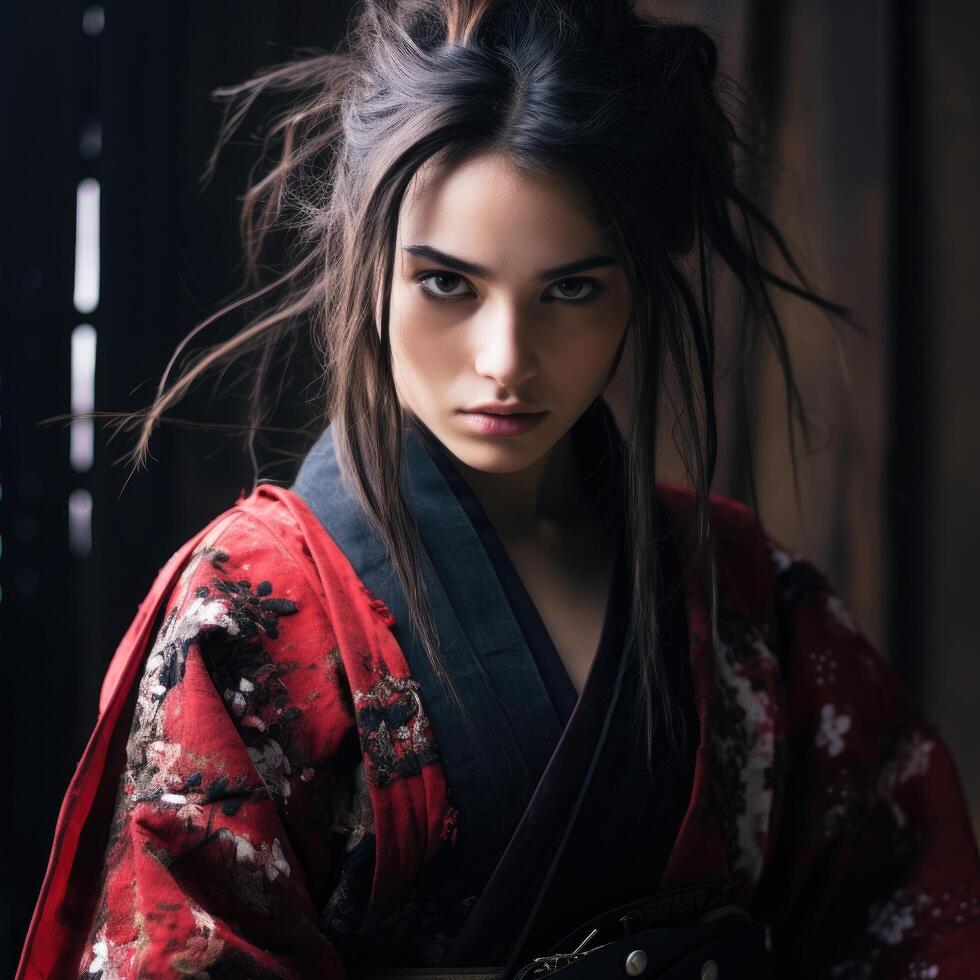 mysterious woman in traditional japanese clothing photo