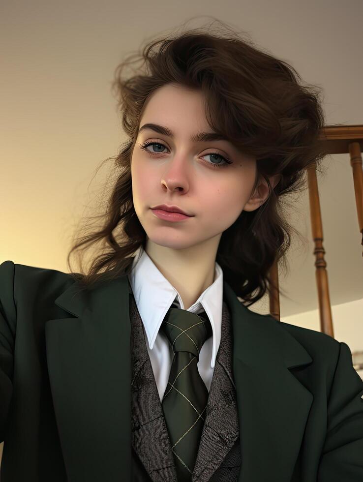 young woman in formal attire photo