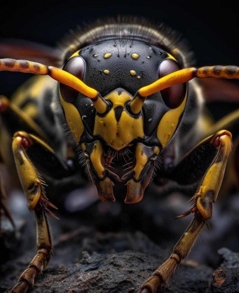 Extreme close up of a fierce wasp photo