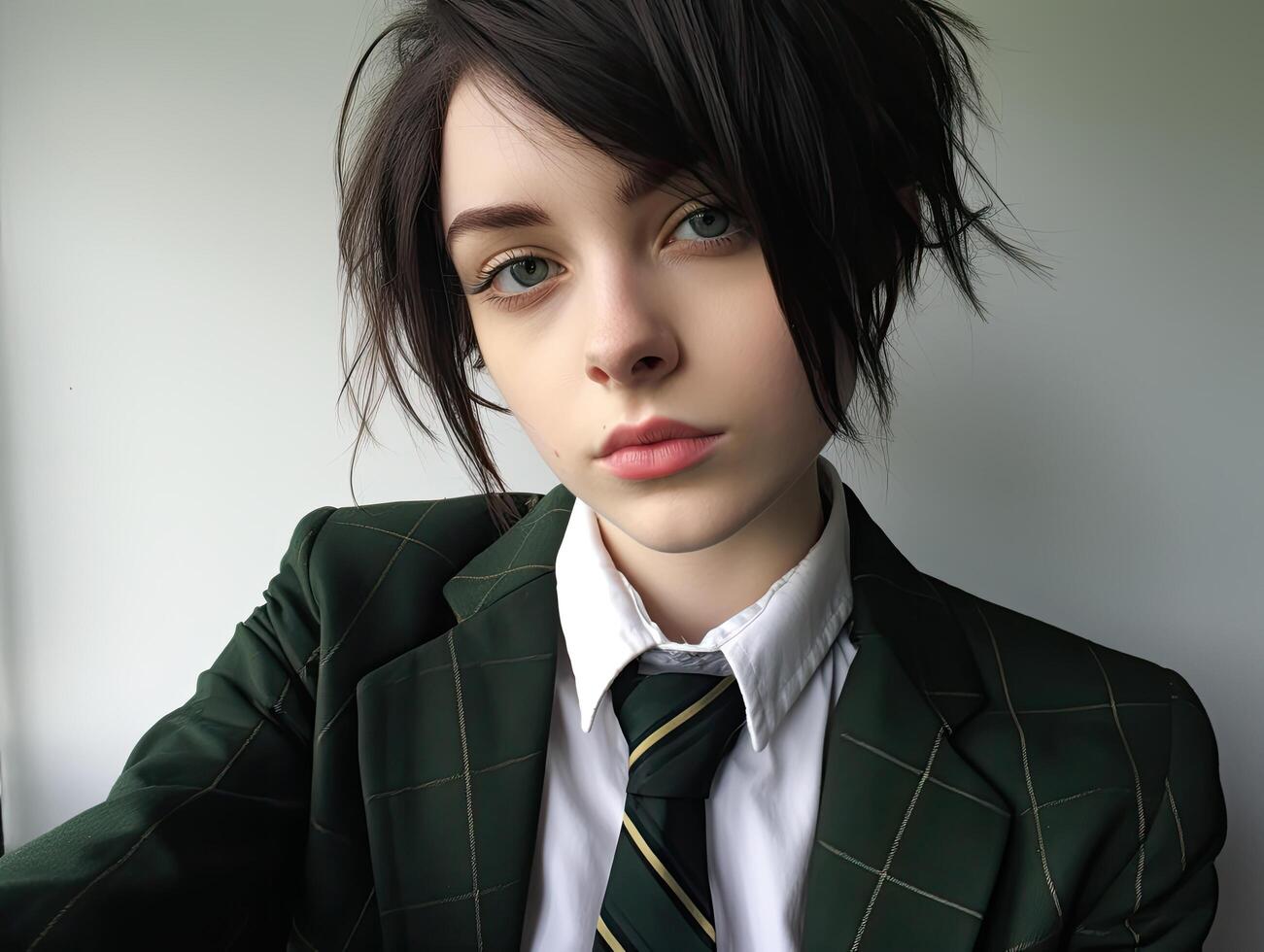 serious young person in formal attire photo
