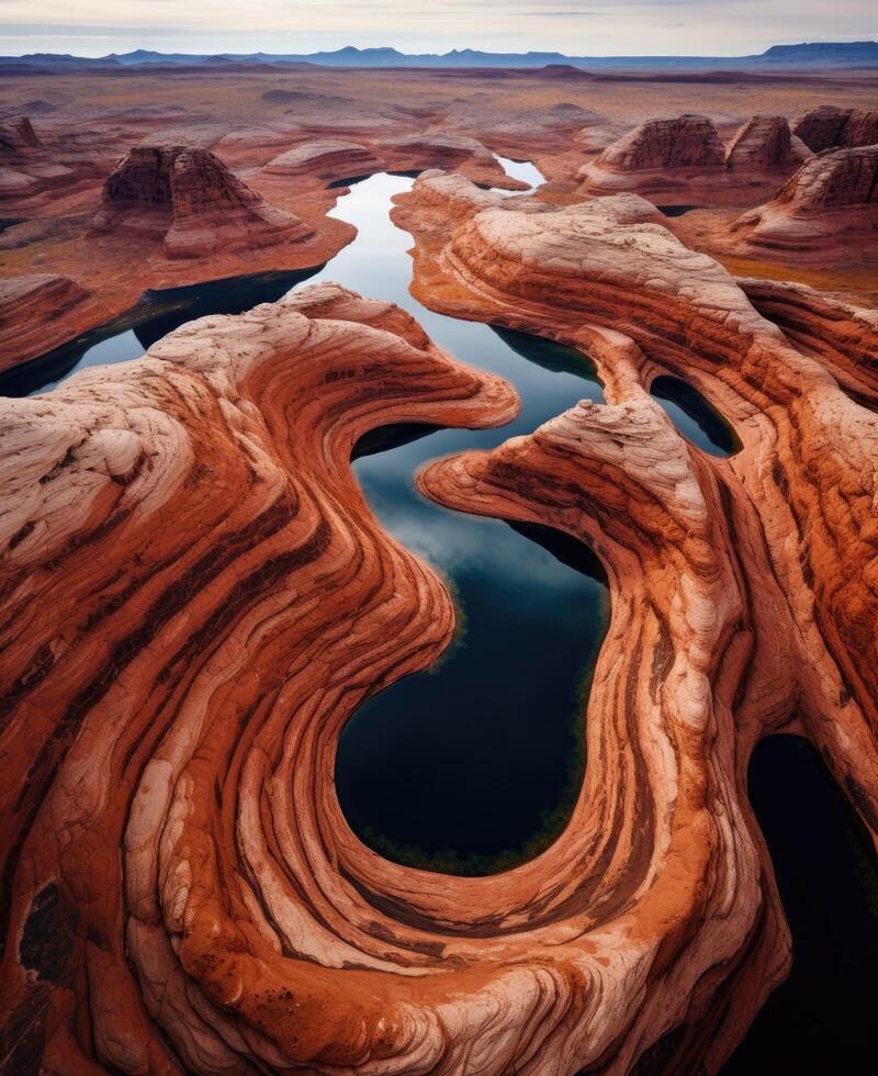 Stunning aerial view of the desert landscape photo