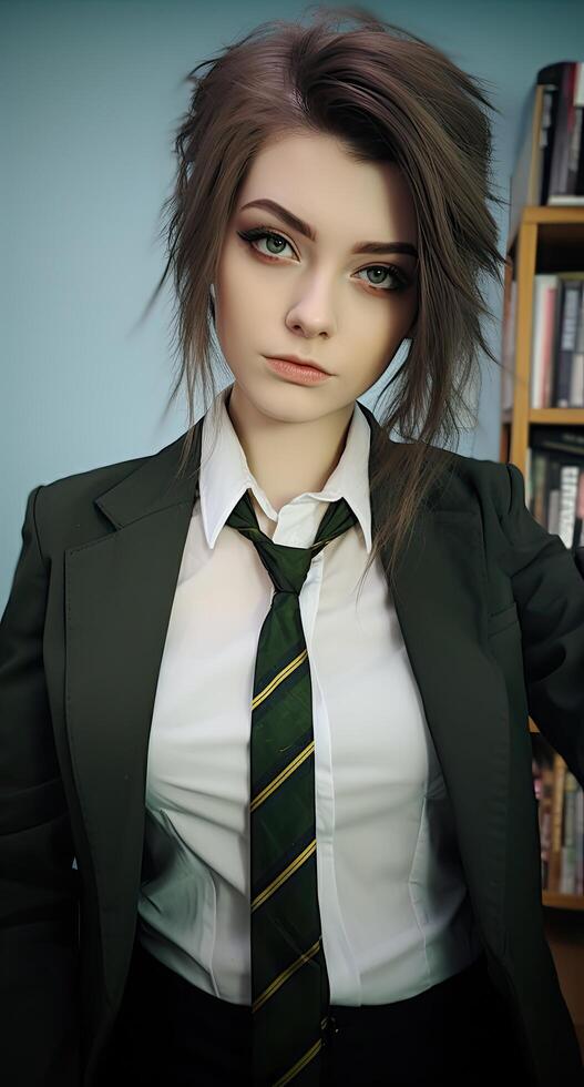 Serious young professional in suit and tie photo