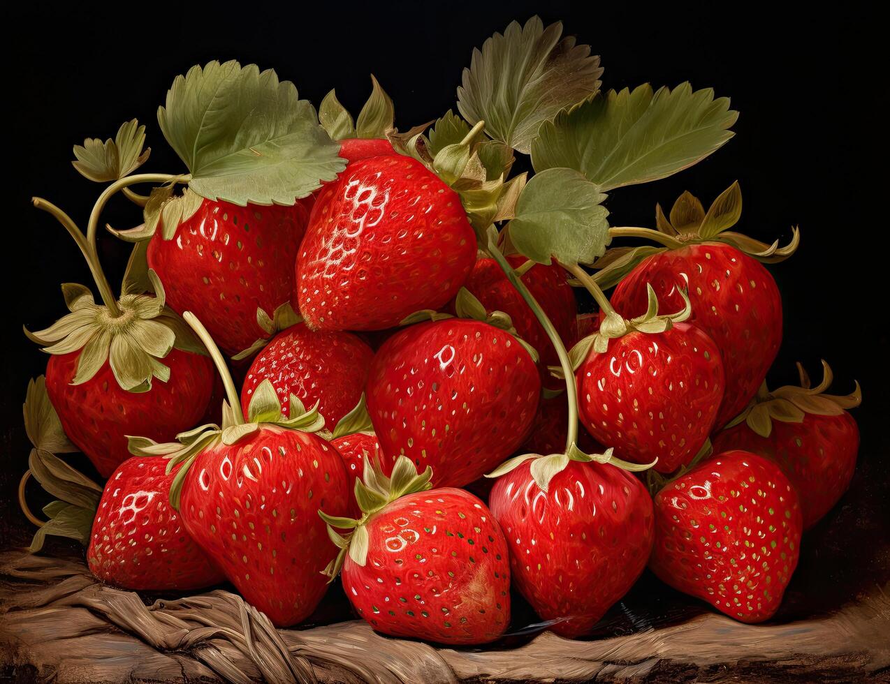 Delicious ripe strawberries on a dark background photo