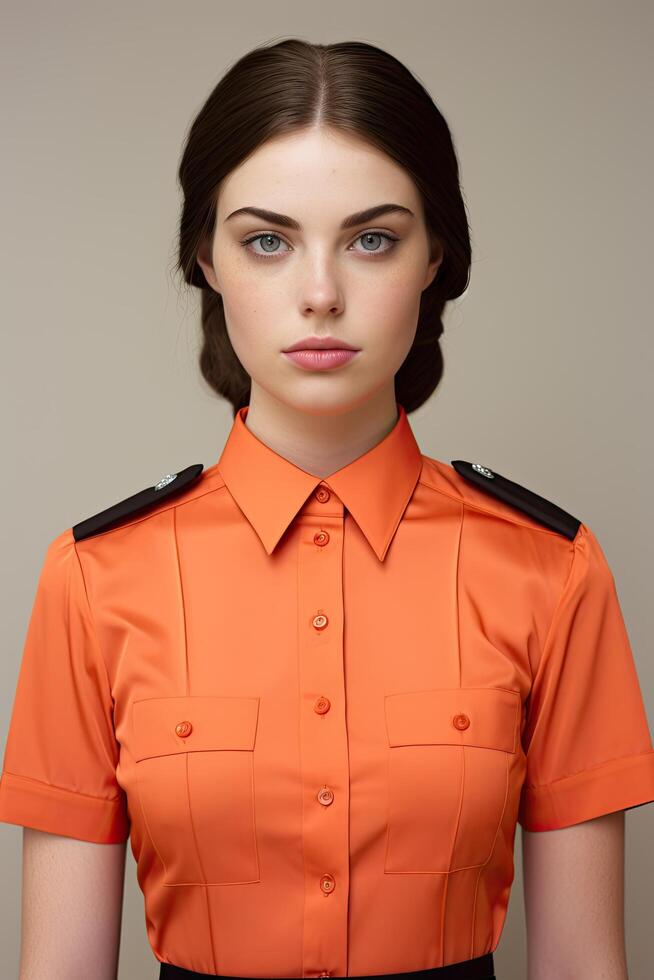 woman in orange uniform photo