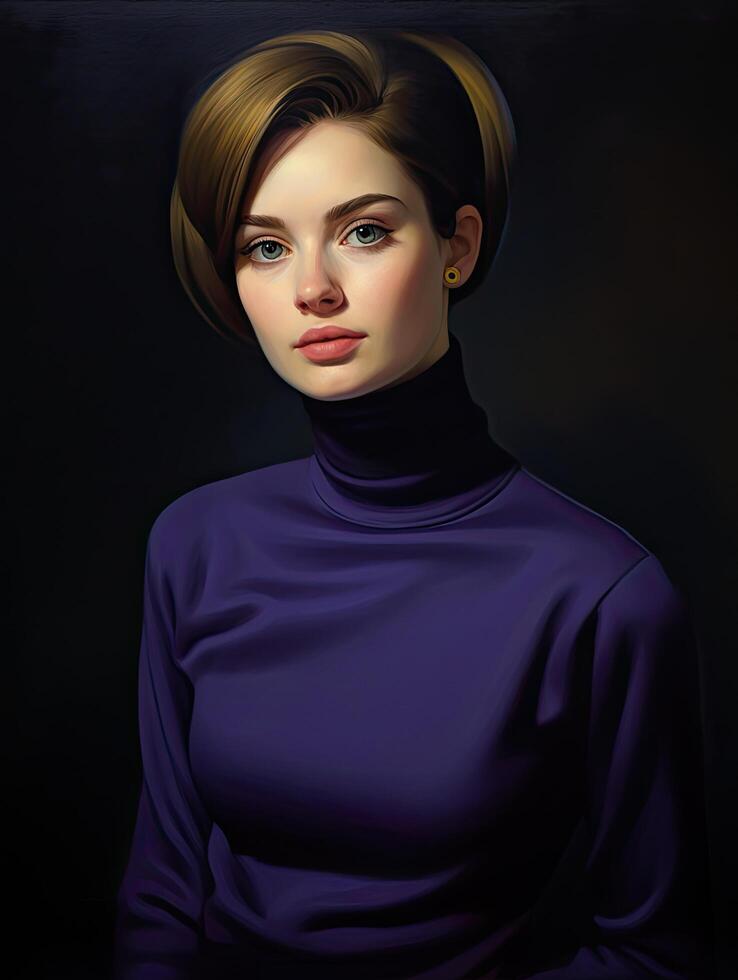 Elegant woman in purple outfit photo