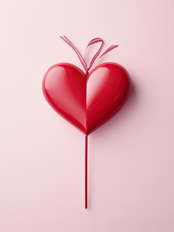 red heart shaped decoration with ribbon photo