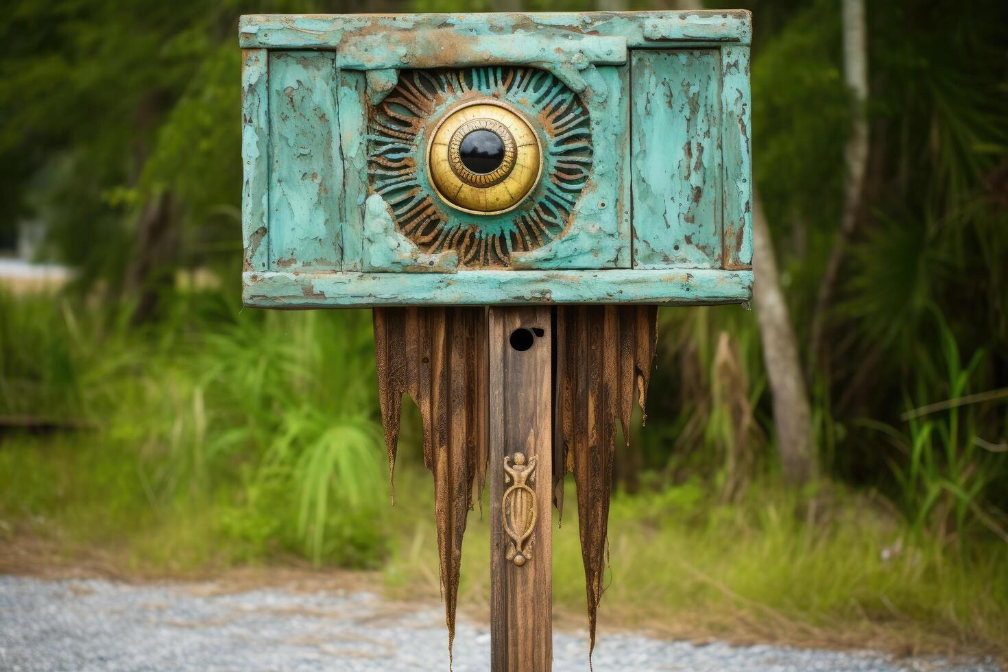 Vintage birdhouse with intricate design photo