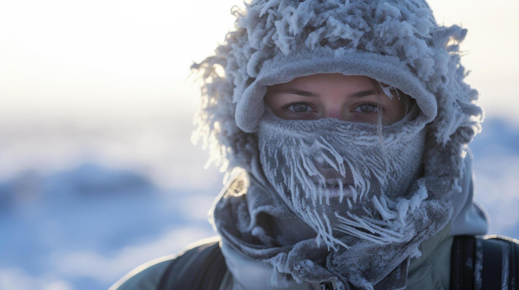 person bundled up in winter clothing photo