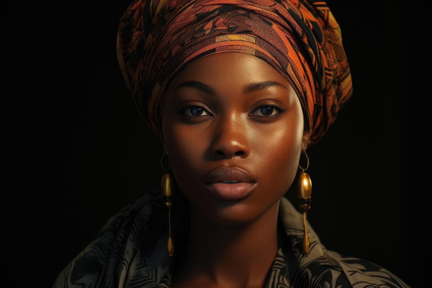 Elegant african woman in traditional headwear photo