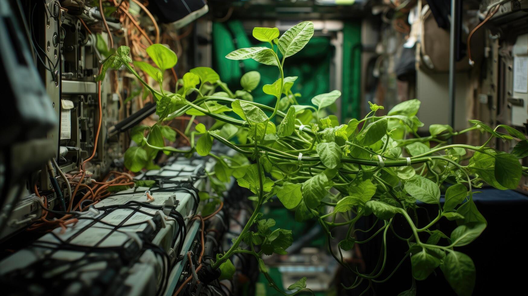 green plants growing in a cluttered environment photo