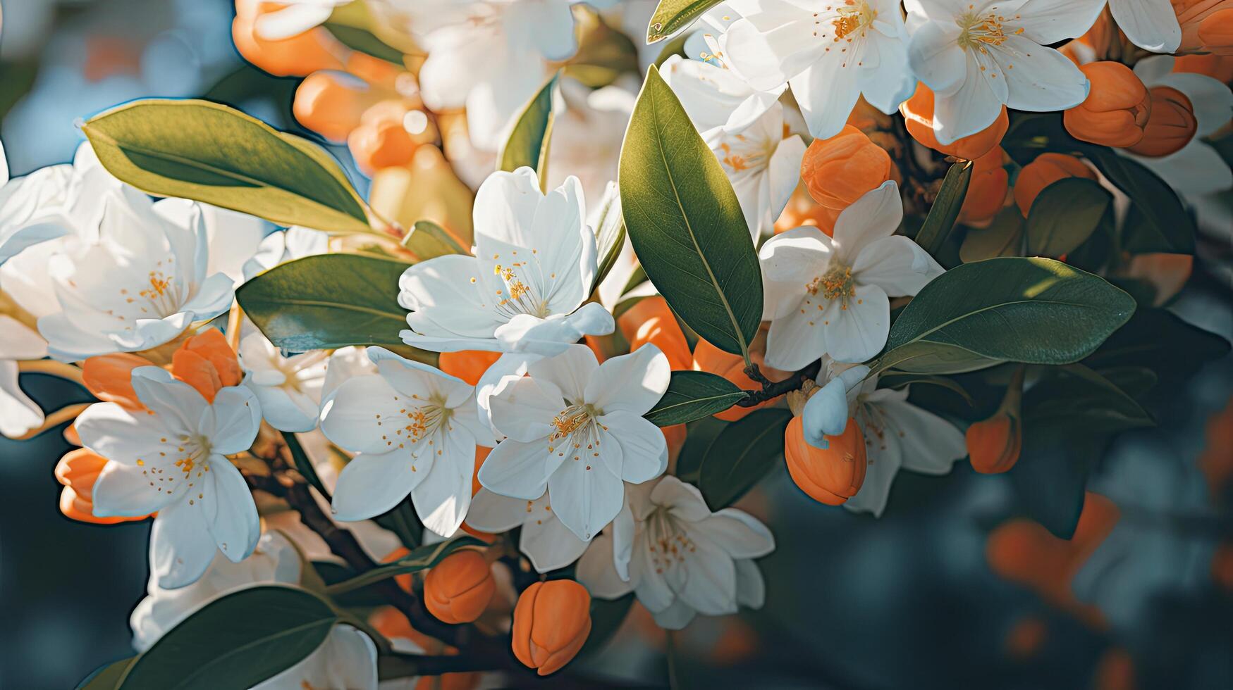 Vibrant spring blooms in soft focus photo