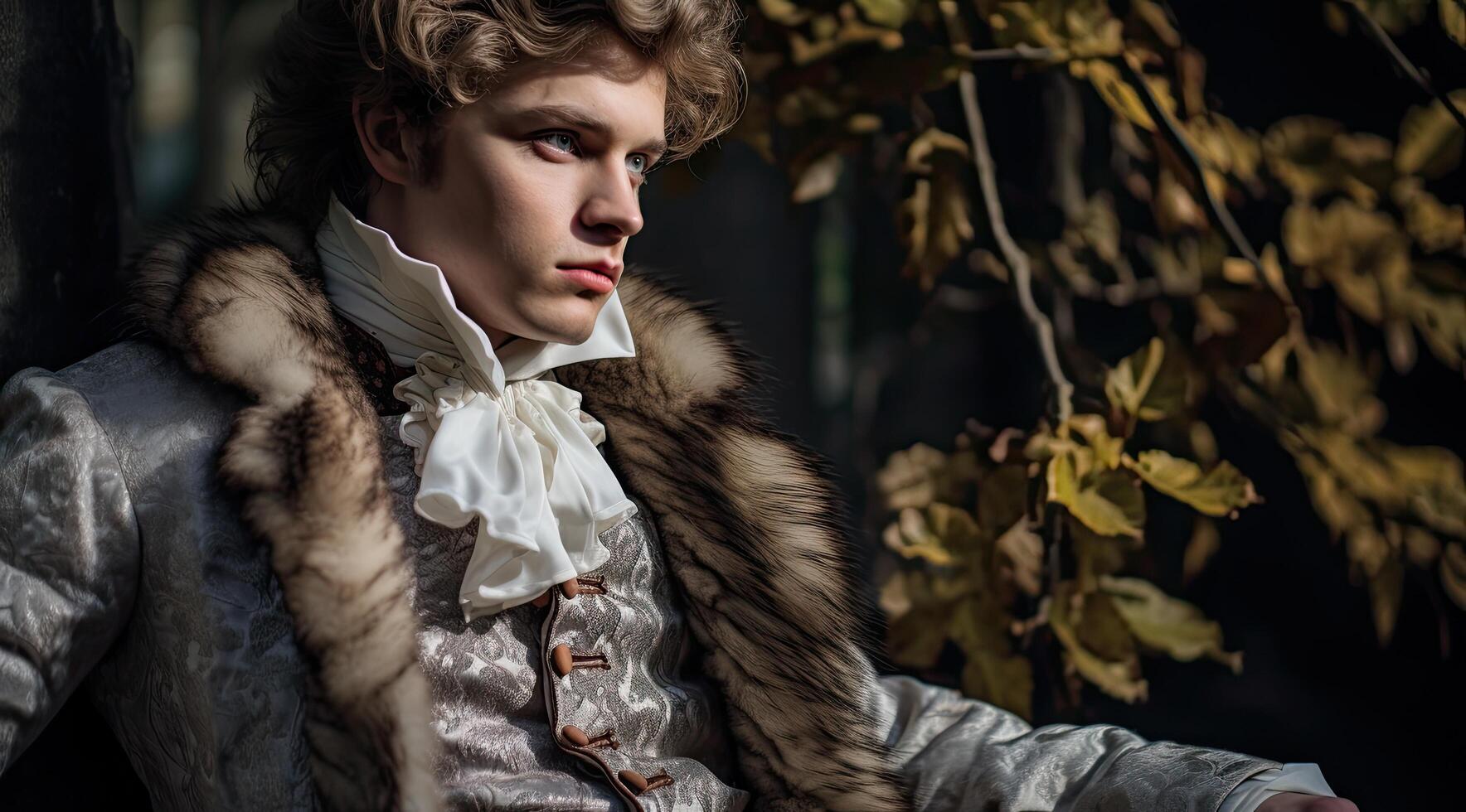 Elegant young man in historical costume photo