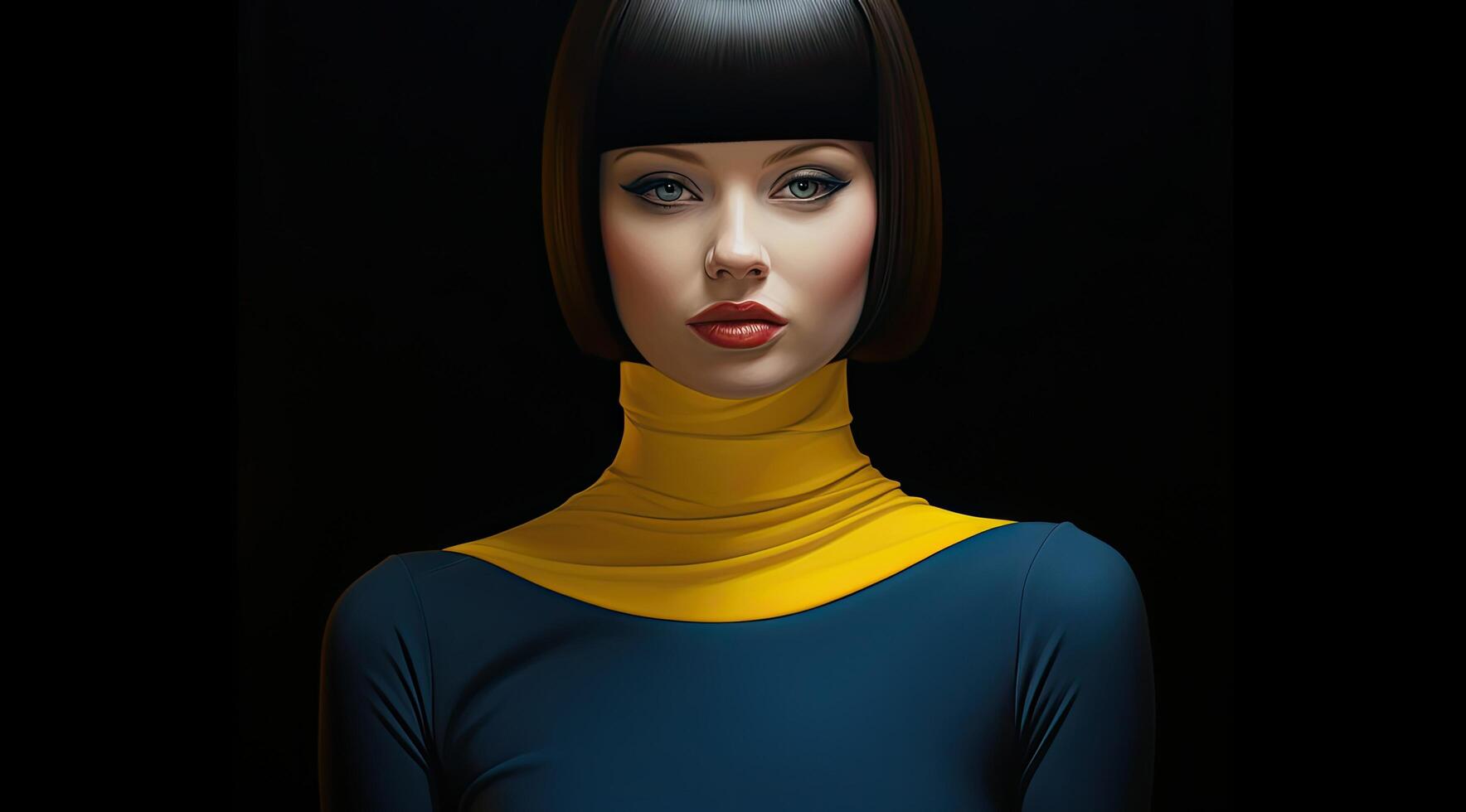 Striking woman with bold makeup and hairstyle photo