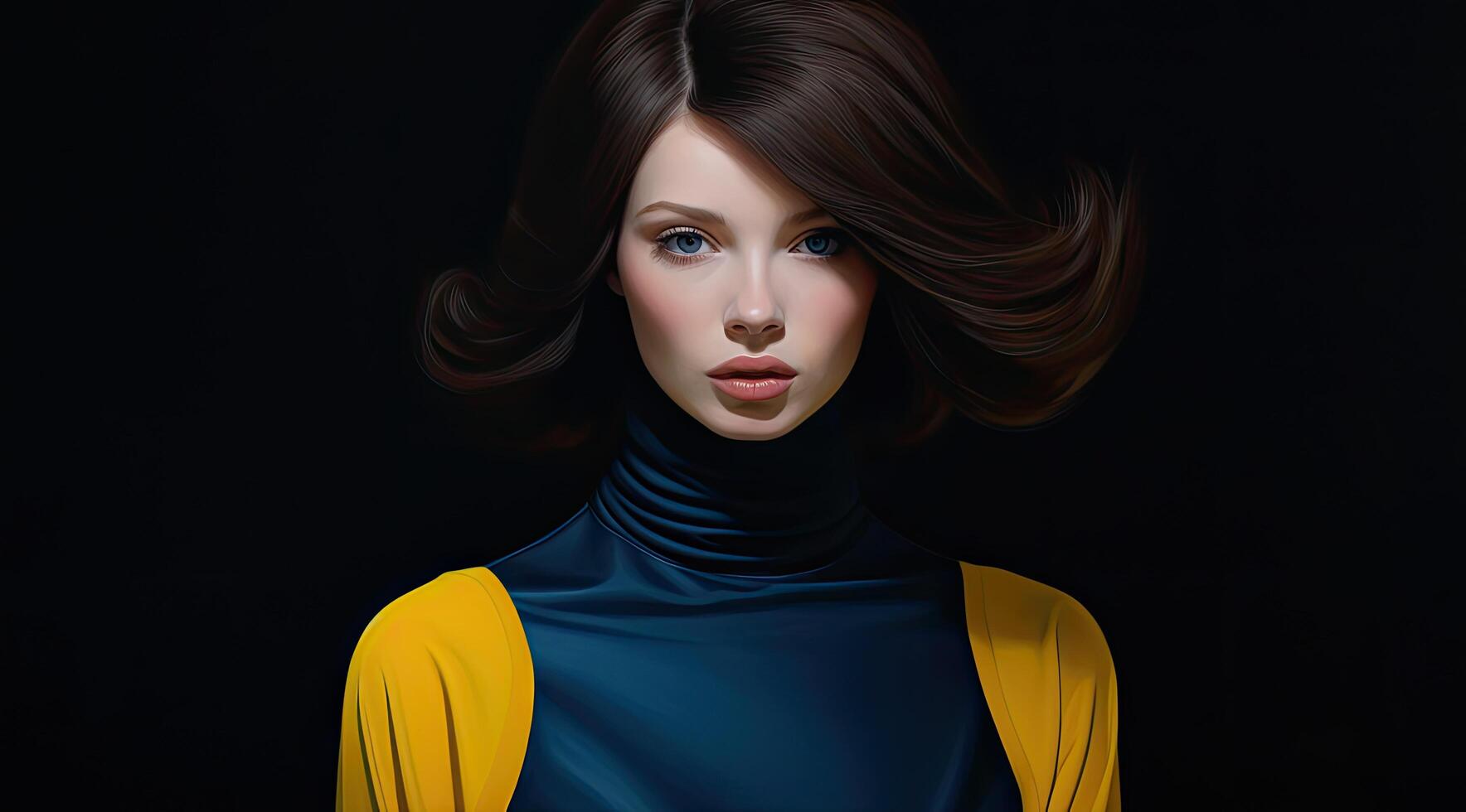 portrait of a woman with flowing dark hair photo