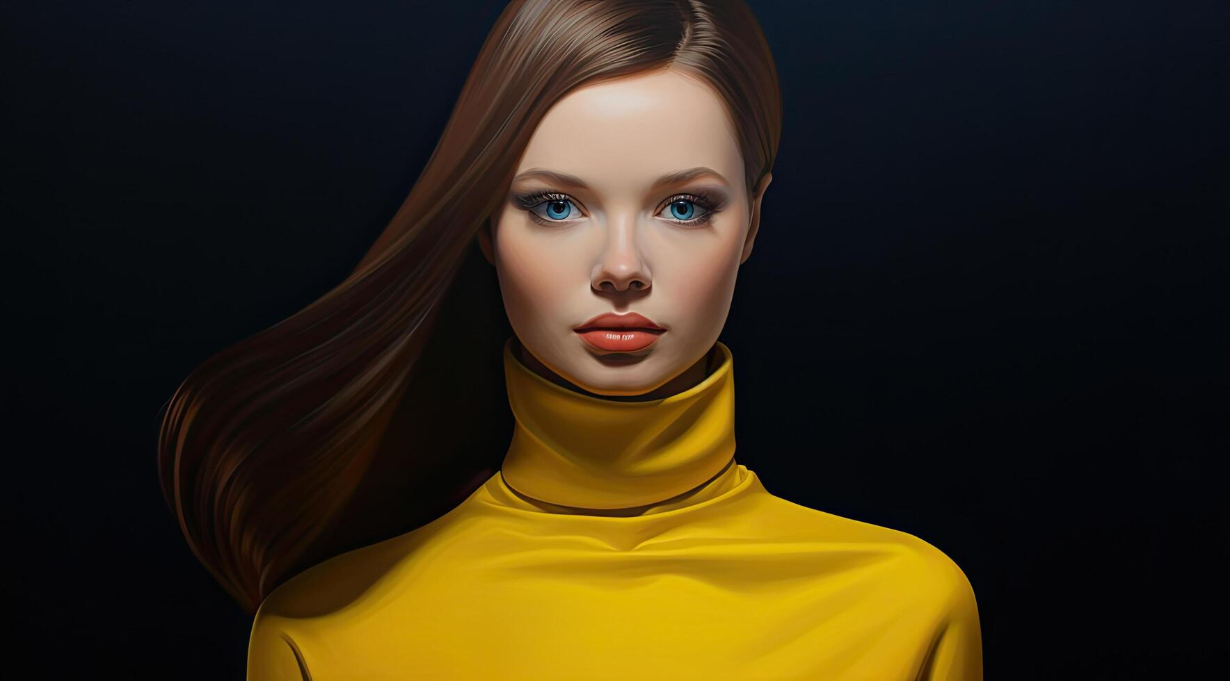 Elegant woman in yellow turtleneck photo