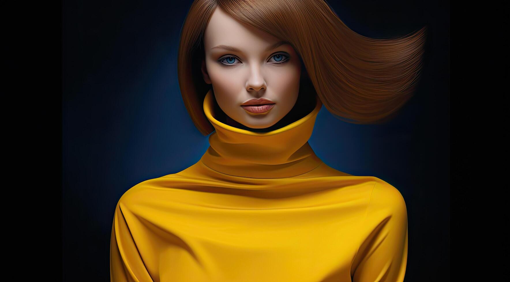 Elegant woman in yellow scarf photo