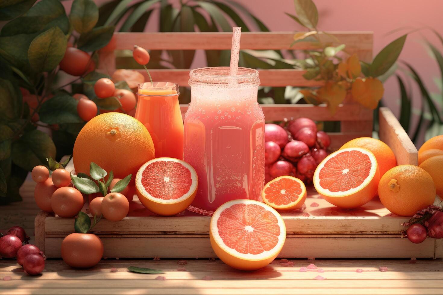 Refreshing citrus fruit smoothie and juice photo
