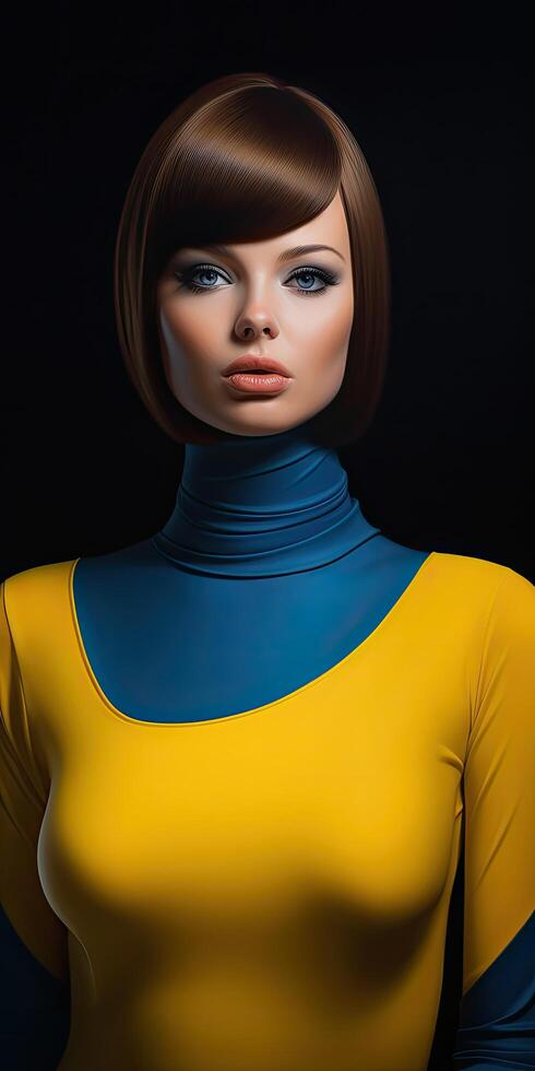 Striking woman with bold makeup and hairstyle photo