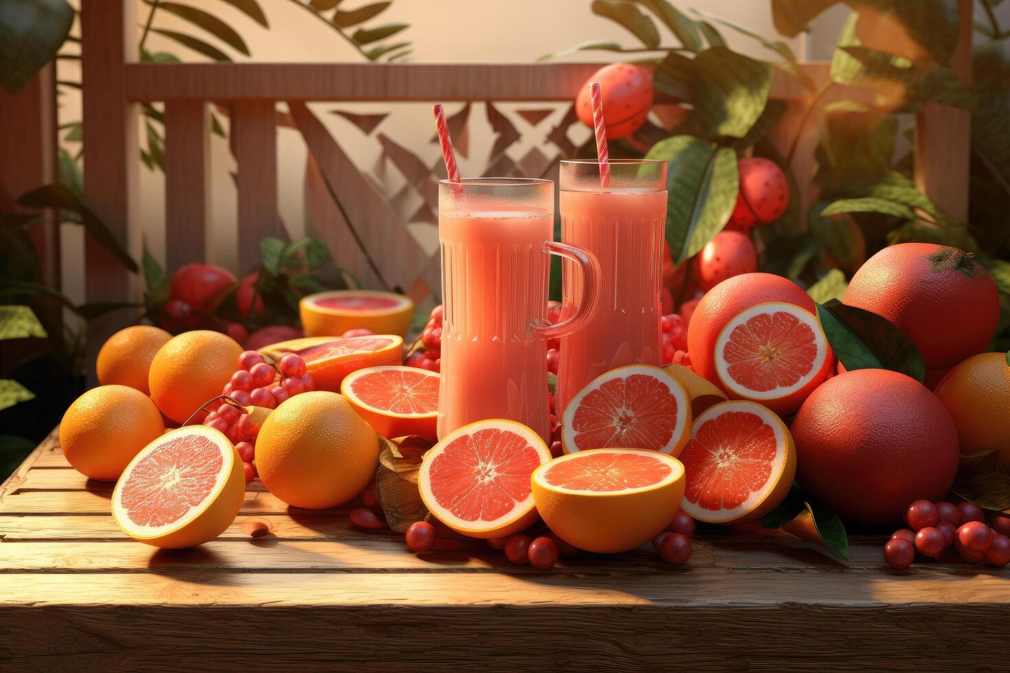 Refreshing citrus fruit juices and smoothies photo