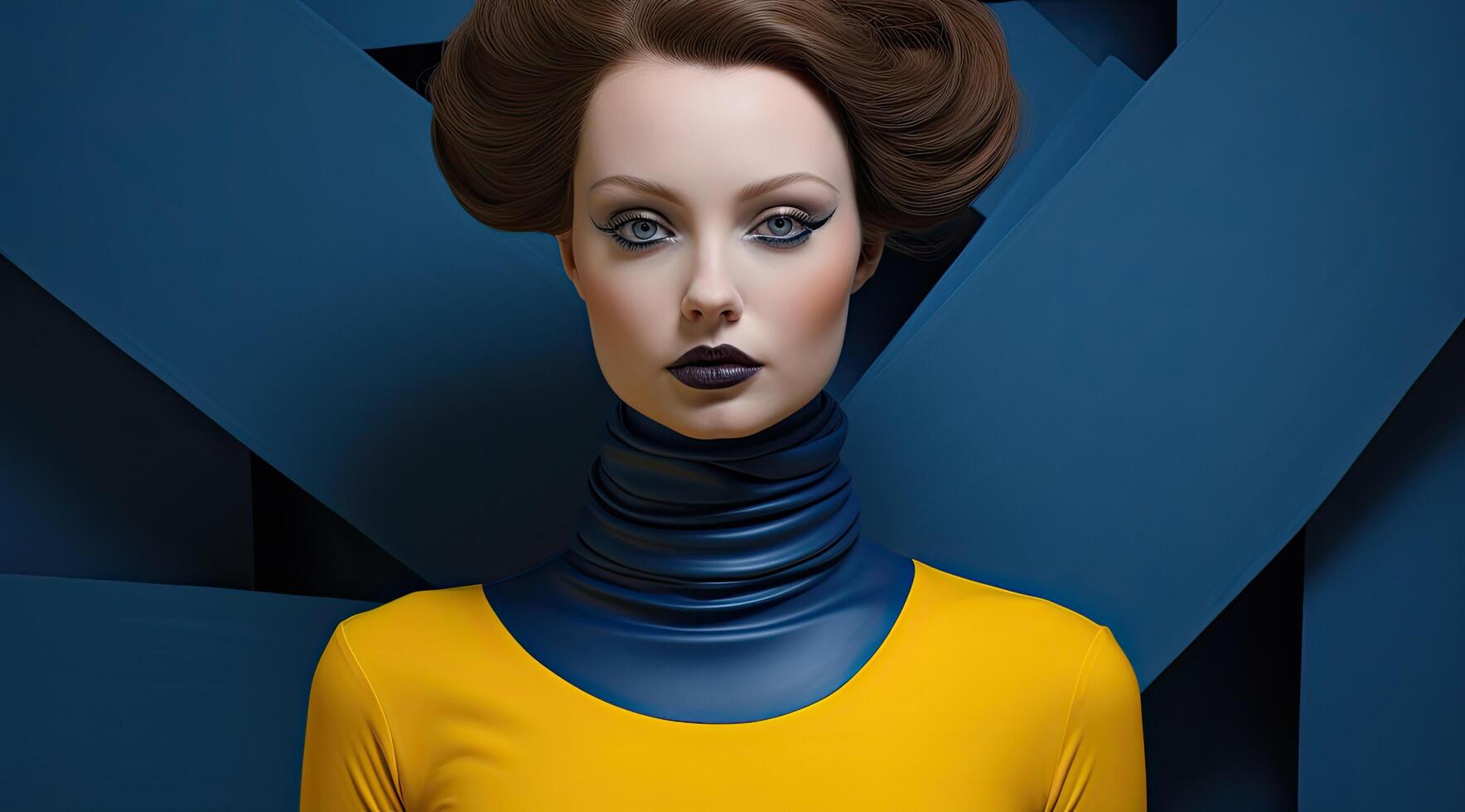 glamorous model with dramatic makeup and hairstyle photo