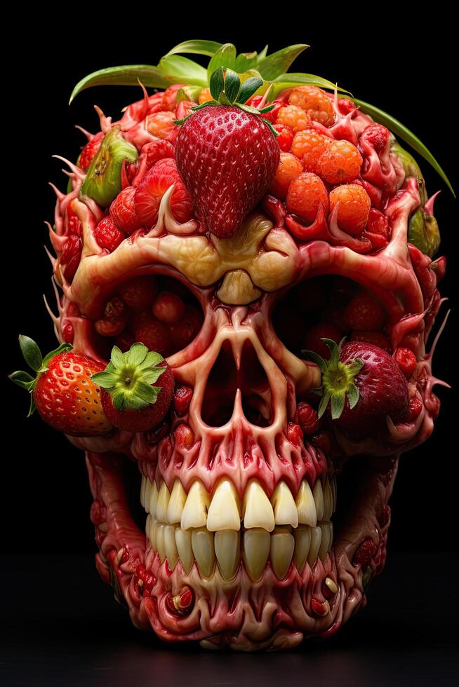 Creepy skull made of fresh fruit photo