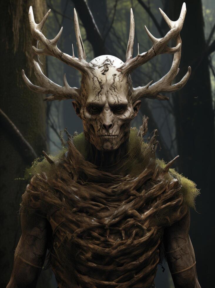 Mysterious forest creature with antlers photo