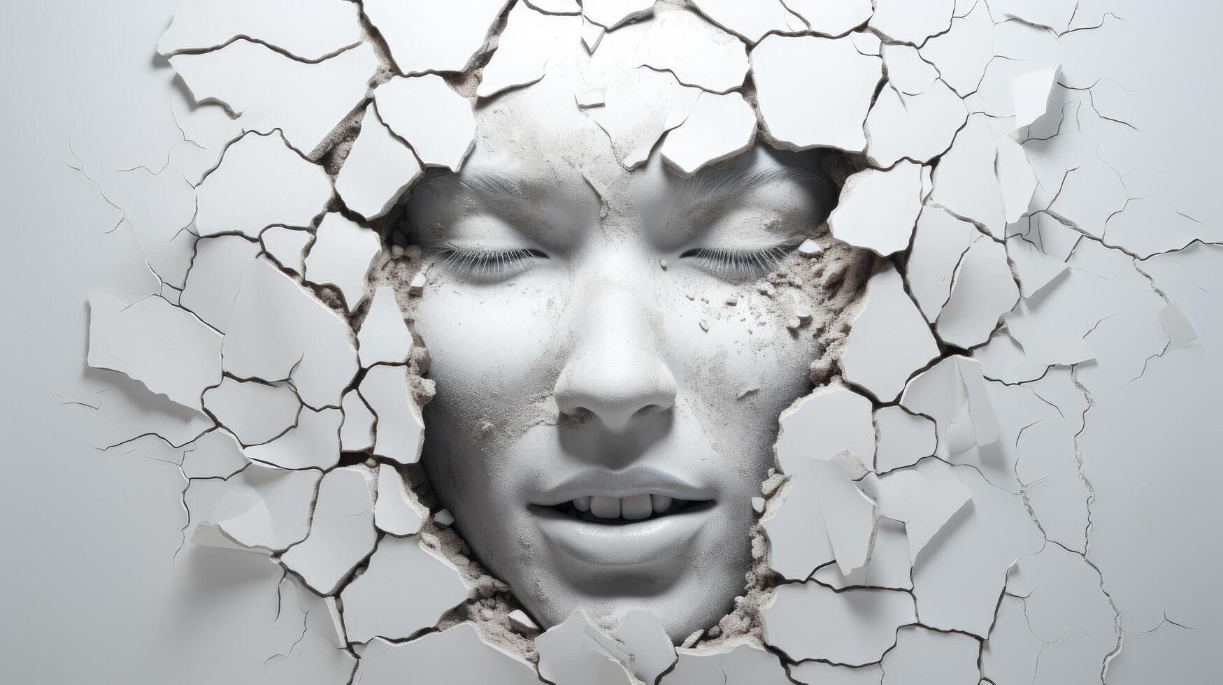 Cracked and broken face photo