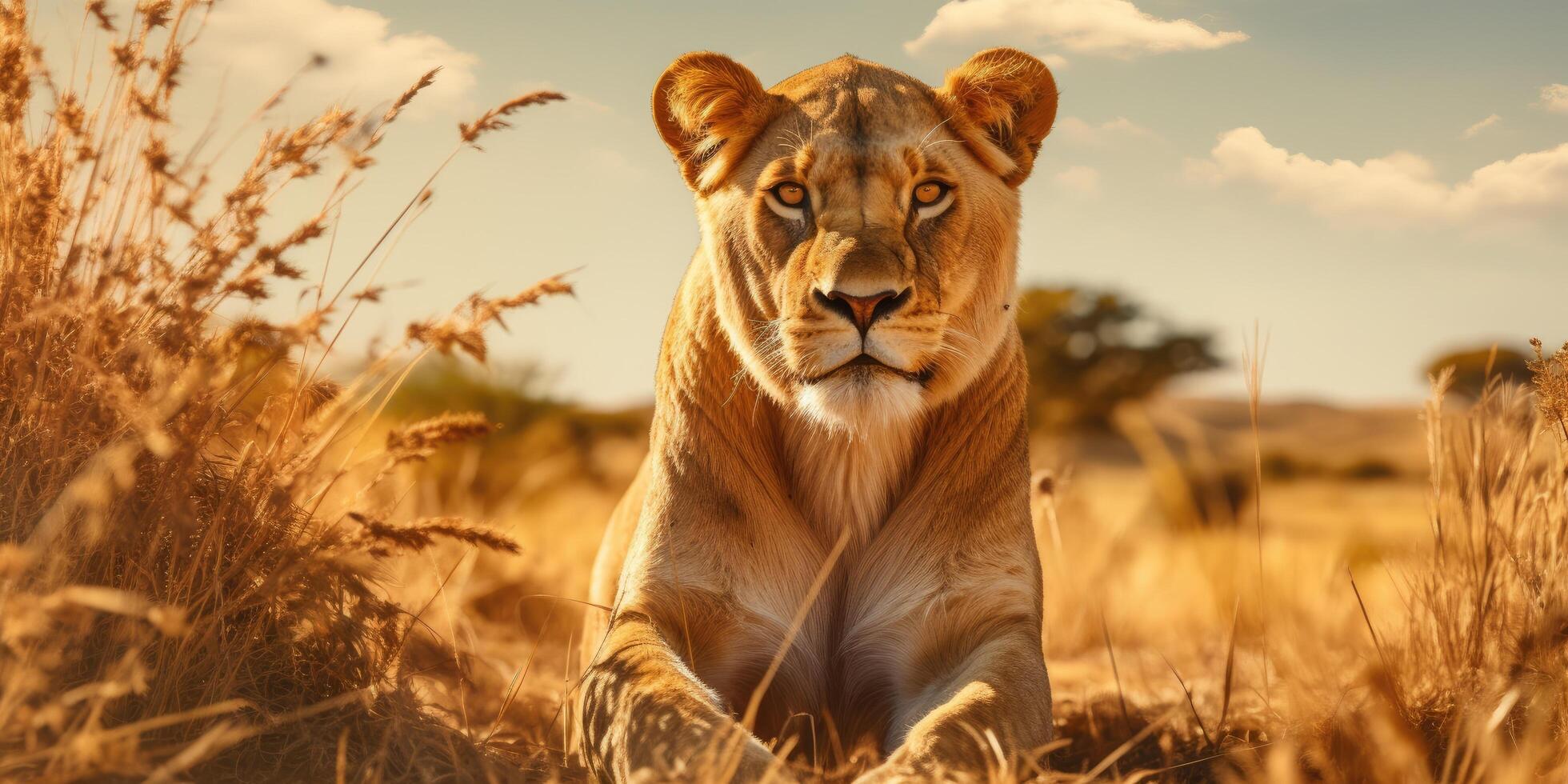 majestic lion in the wild photo