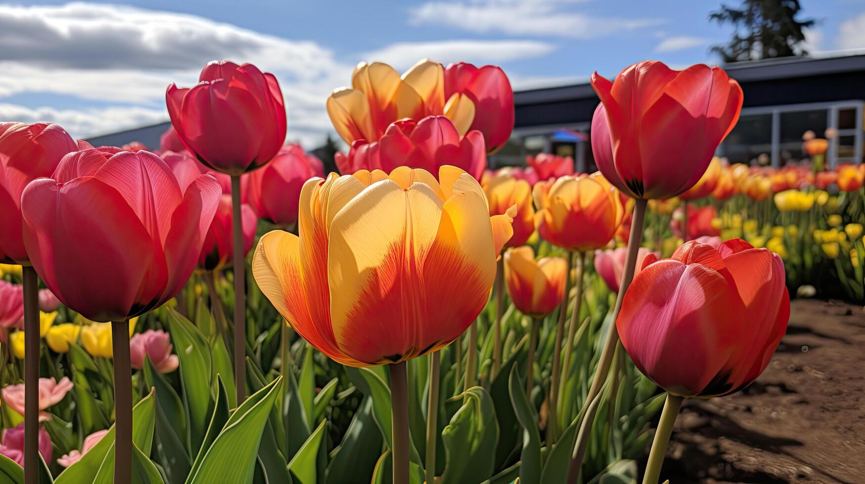 Vibrant tulips in bloom photo