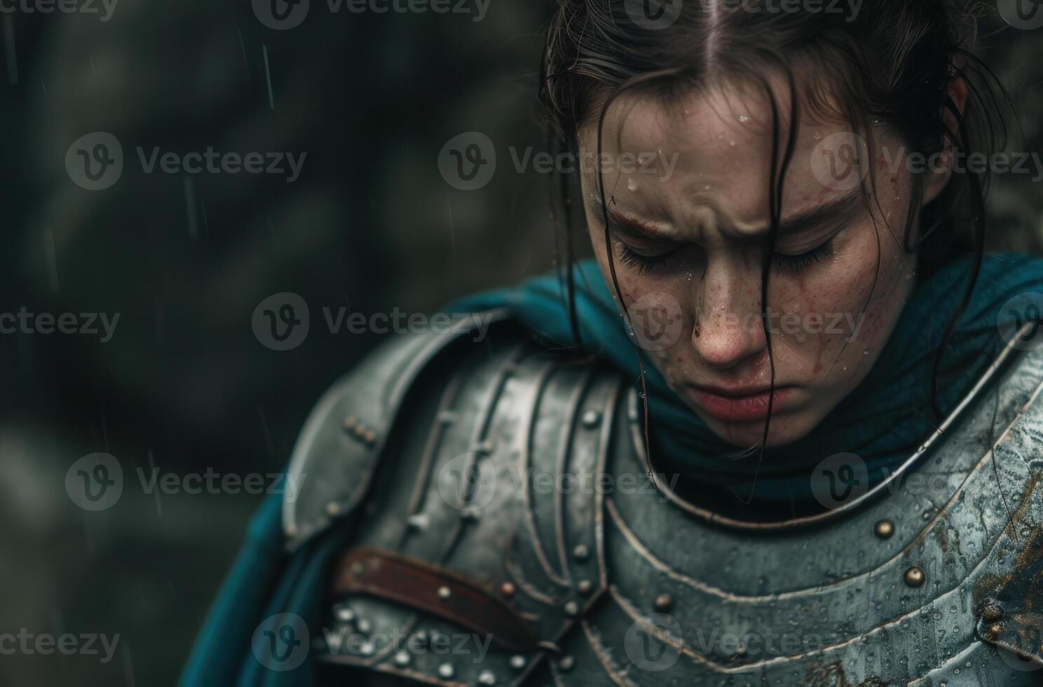Warrior woman in the rain photo